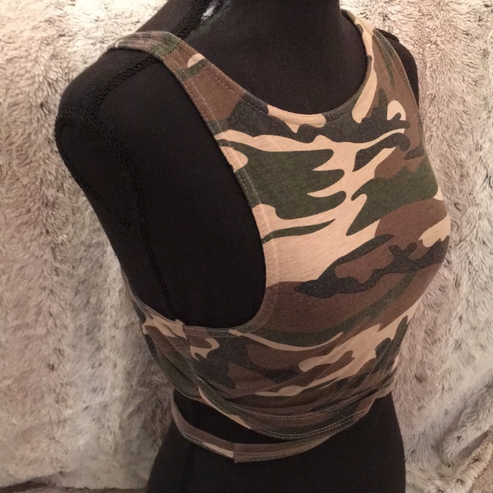HAODUOYI Tan and Brown Fitted Crop Tank Top - Picture 9 of 10